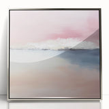 Large Abstract Wall Art – Soft Pink, White & Blue Minimalist Canvas