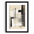 Abstract minimalist wall art framed in black showcases a geometric design with soft neutral tones, ideal for modern home decor or office settings.