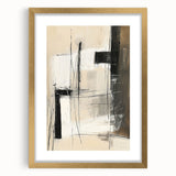 Abstract minimalist wall art featuring a gold frame and mat, showcasing a sleek design ideal for modern decor. Perfect for enhancing home aesthetics or office ambiance.