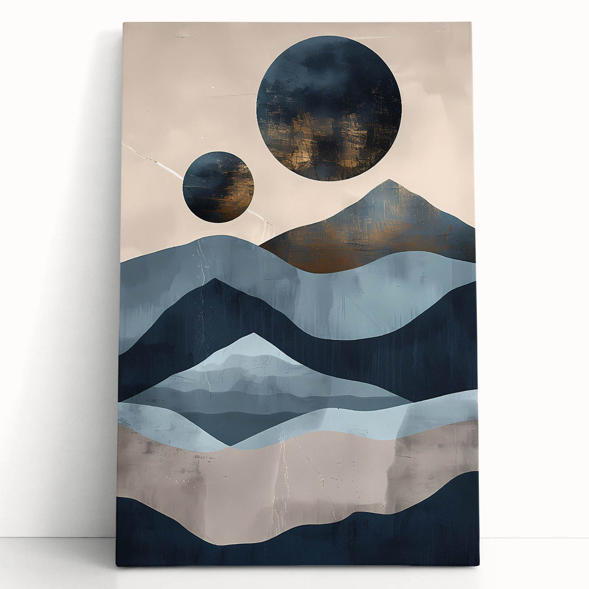 Dining Room Wall Art Collection – Blue & Gold Abstract Landscape