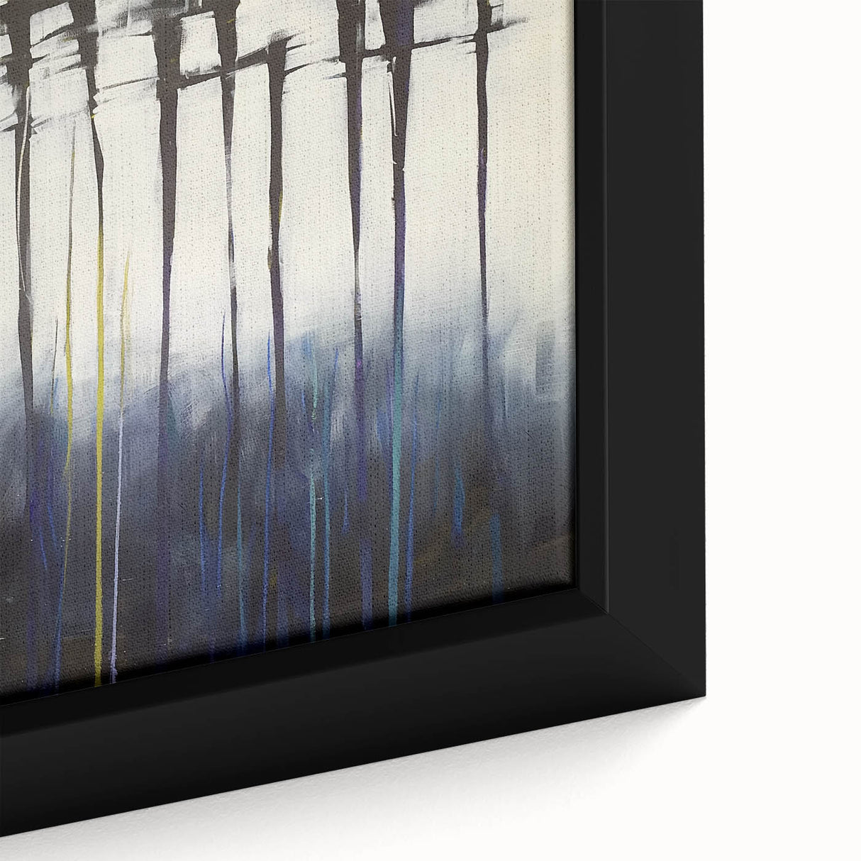 Close-up of an abstract floral framed canvas showcasing vibrant colors and intricate details, perfect for contemporary home decor or art enthusiasts.