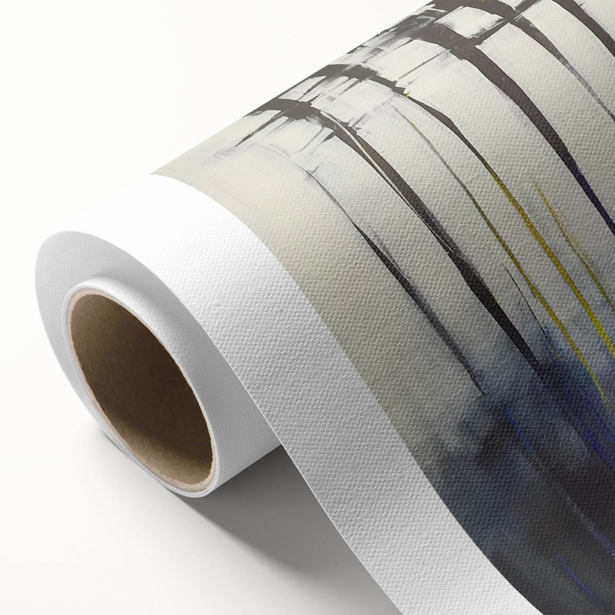Abstract floral art on rolled canvas, showcasing vibrant colors and intricate patterns, ideal for modern home decor, packaged securely in a cardboard tube.