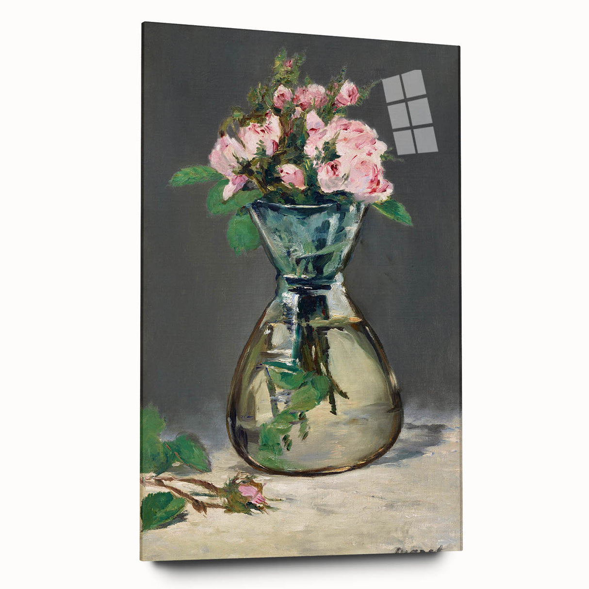 Moss Roses in a Vase - Impressionist Floral Art by Edouard Manet