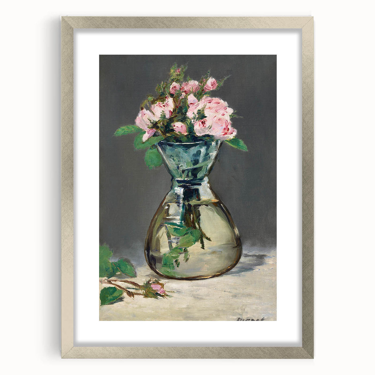 Moss Roses in a Vase - Impressionist Floral Art by Edouard Manet