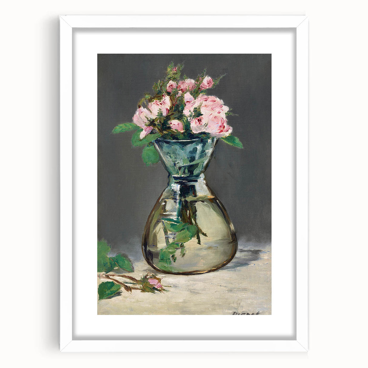 Moss Roses in a Vase - Impressionist Floral Art by Edouard Manet