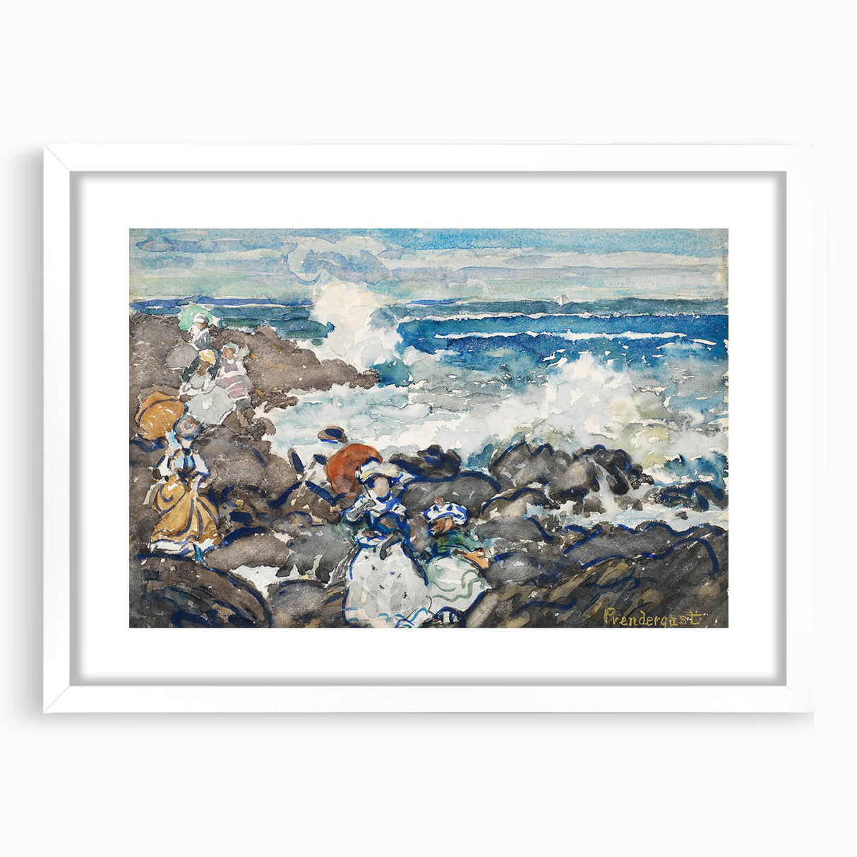 Fine Art Realism: Coastal Scene with Figures Realism Canvas Print