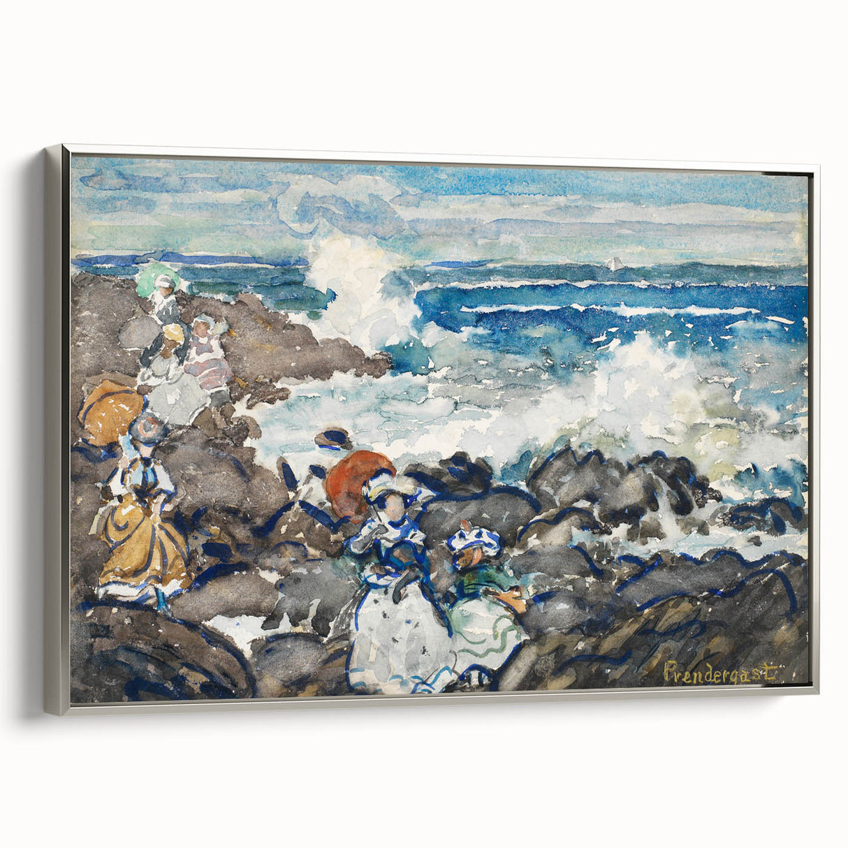 Fine Art Realism: Coastal Scene with Figures Realism Canvas Print