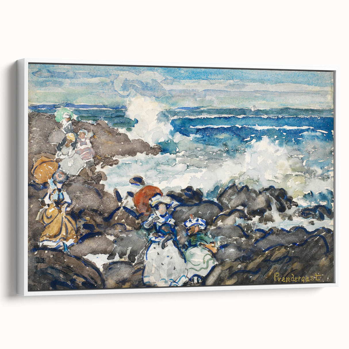 Fine Art Realism: Coastal Scene with Figures Realism Canvas Print
