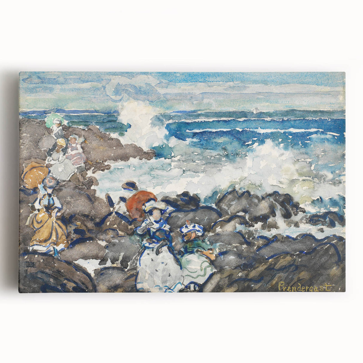 Fine Art Realism: Coastal Scene with Figures Realism Canvas Print