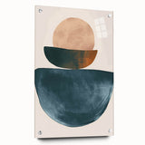 Abstract minimalist wall art design on acrylic glass, showcasing vibrant colors and smooth edges, displayed with pins against a neutral wall for a modern aesthetic.