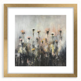 Abstract floral frame in gold with a mat, showcasing a modern artistic design. Perfect for home decor or gallery display, enhancing any interior space.