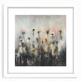 Abstract floral design framed in white matting, showcasing vibrant colors and intricate patterns, ideal for modern home decor or art enthusiasts.
