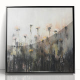 Framed acrylic wall art featuring abstract floral designs in vibrant colors, set against a sleek black frame, perfect for modern home decor and artistic interiors.