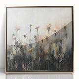 Framed acrylic artwork showcasing abstract floral designs in rich gold and vibrant colors, perfect for modern home decor and adding elegance to any space.