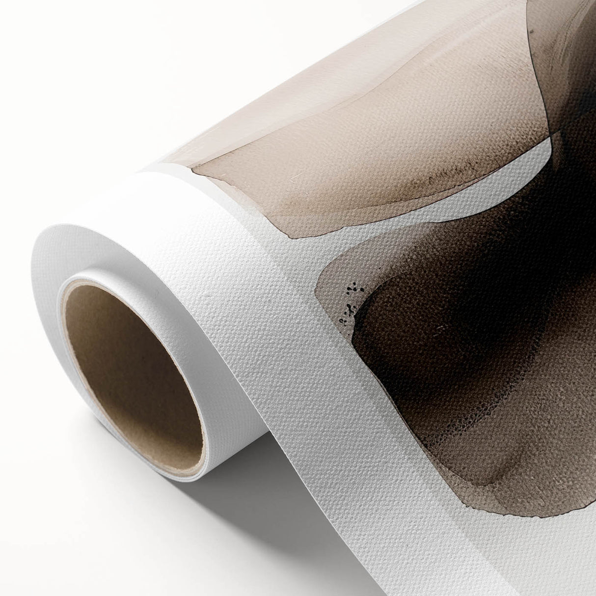 Abstract minimalist wall art on rolled canvas, showcasing soft hues of blue and beige with fluid shapes, ideal for modern home decor. Packaged securely in a cardboard tube.