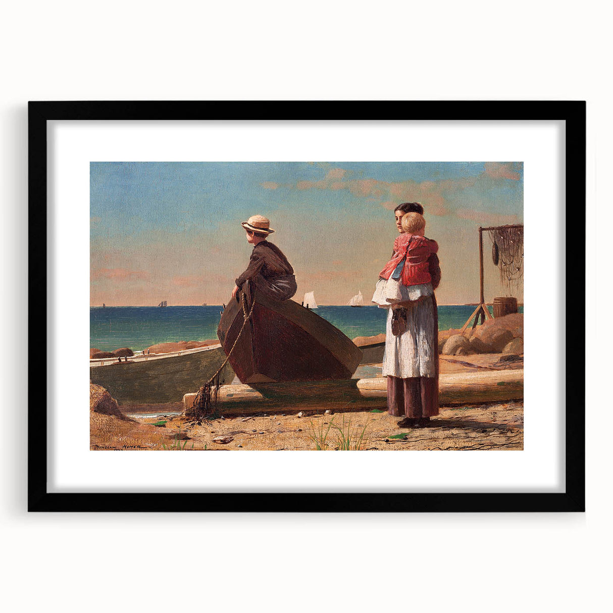 Fine Art Realism: Coastal Family Scene Realism Wall Art Canvas Print