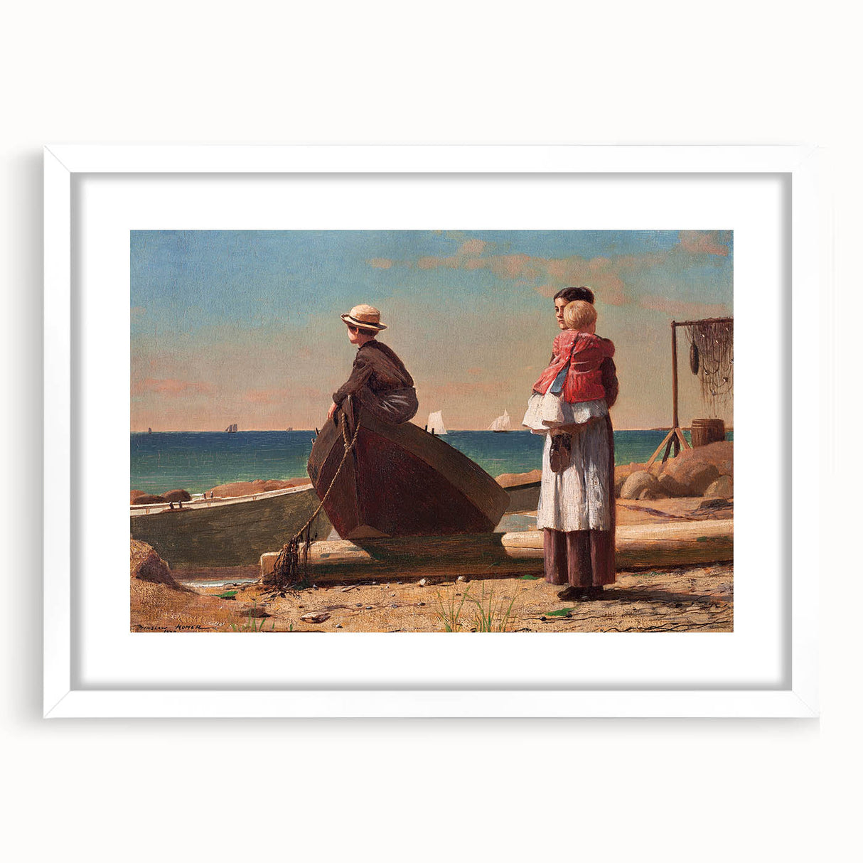 Fine Art Realism: Coastal Family Scene Realism Wall Art Canvas Print