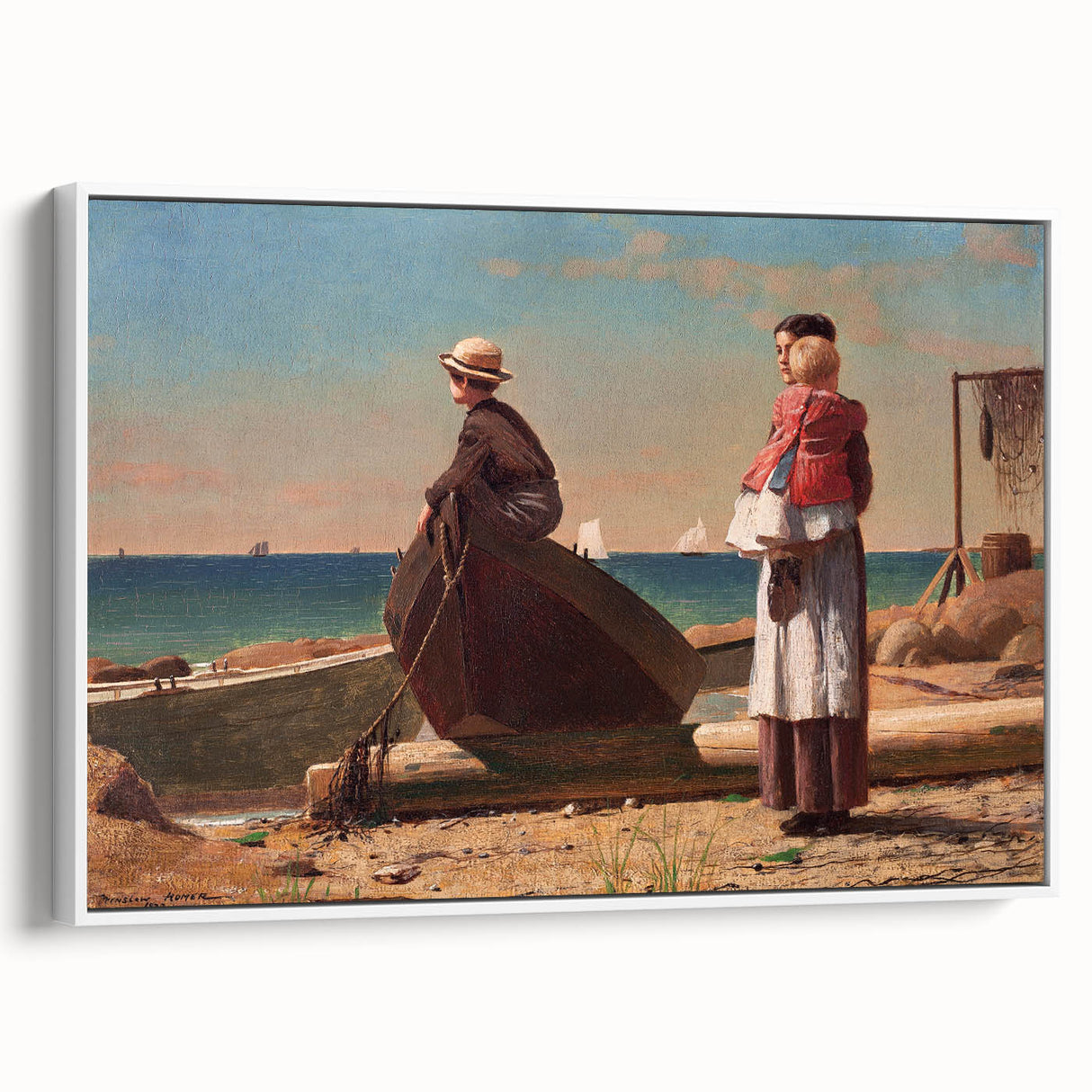 Fine Art Realism: Coastal Family Scene Realism Wall Art Canvas Print
