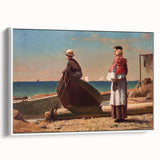 Fine Art Realism: Coastal Family Scene Realism Wall Art Canvas Print