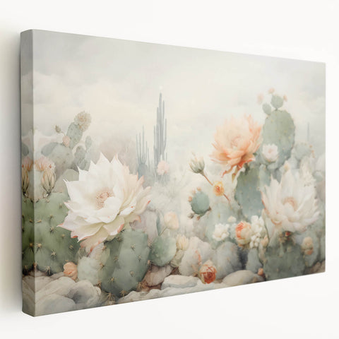 Cactus Bloom Living Room Wall Art - Modern Canvas Wall Art