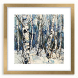 Elegant abstract florals framed in a gold mat, showcasing vibrant colors and intricate designs, perfect for enhancing modern home decor or office spaces.