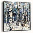 Framed canvas artwork showcasing an abstract floral design in vibrant hues, set against a sleek black frame; perfect for modern home decor.