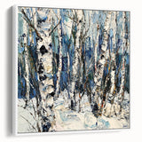 Framed canvas artwork showcasing an abstract floral design in soft pastel colors, presented from a white side view. Ideal for modern home decor.