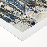 Abstract floral art print on rolled canvas, showcasing vibrant colors and dynamic shapes, ideal for modern home decor. Packaged securely in a protective tube for easy shipping.