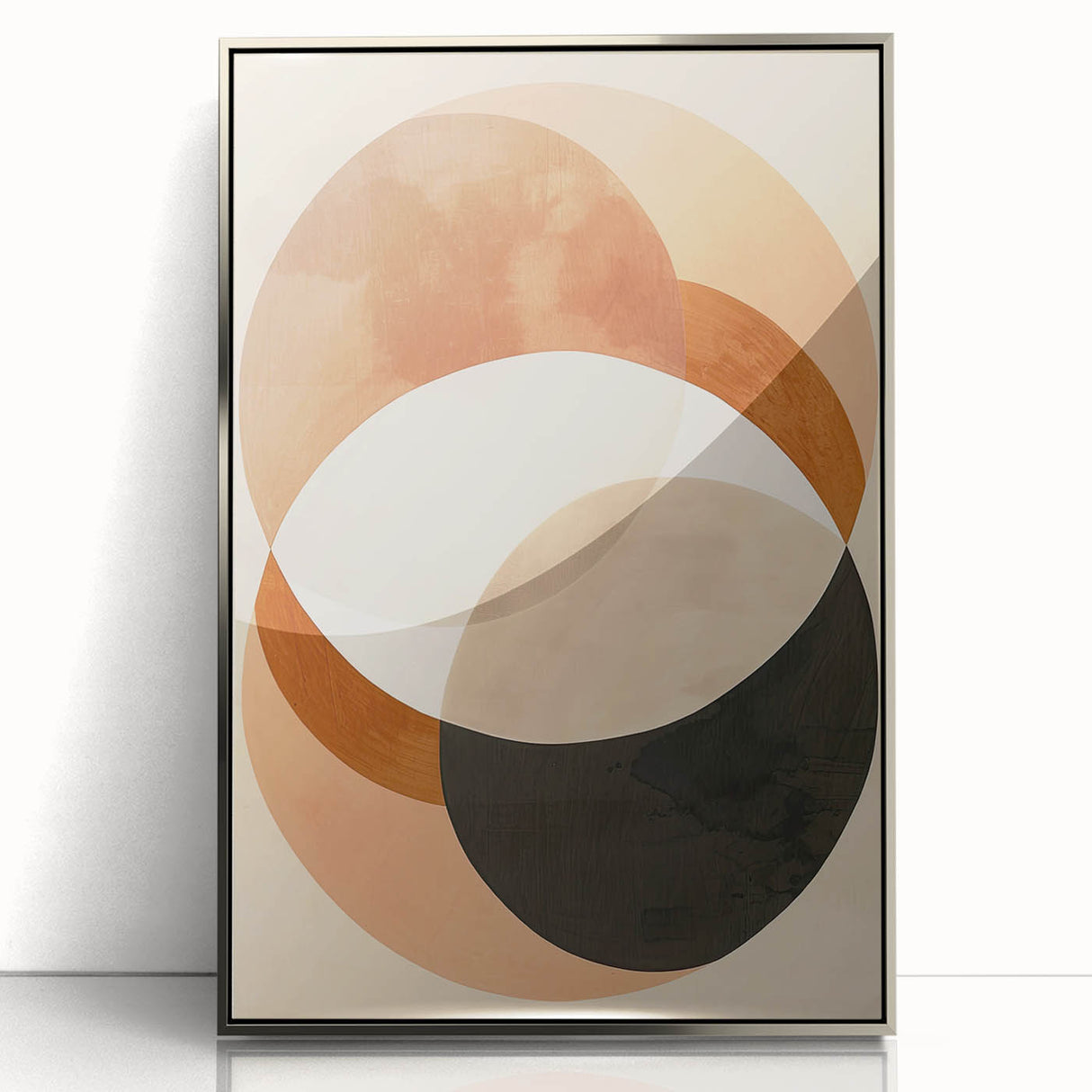 Framed abstract minimalist wall art with acrylic finish, featuring a sleek silver border. Ideal for modern decor, enhancing the aesthetic of any space.