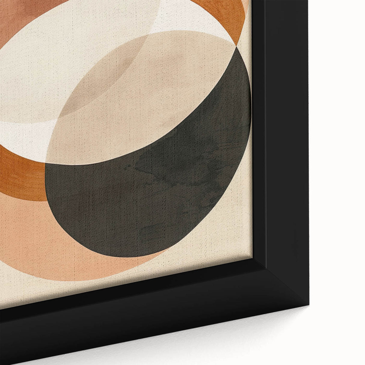 Close-up of framed abstract minimalist wall art featuring soft pastel colors and geometric shapes, ideal for modern home decor and artistic expression.