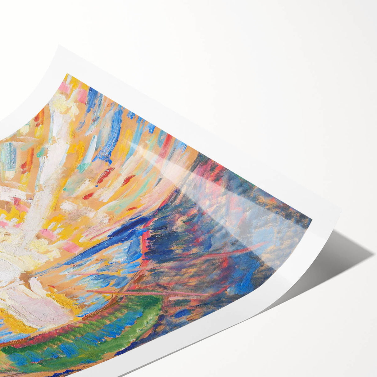 Expressionist Art: Radiant Sunburst Landscape with Vibrant Colors