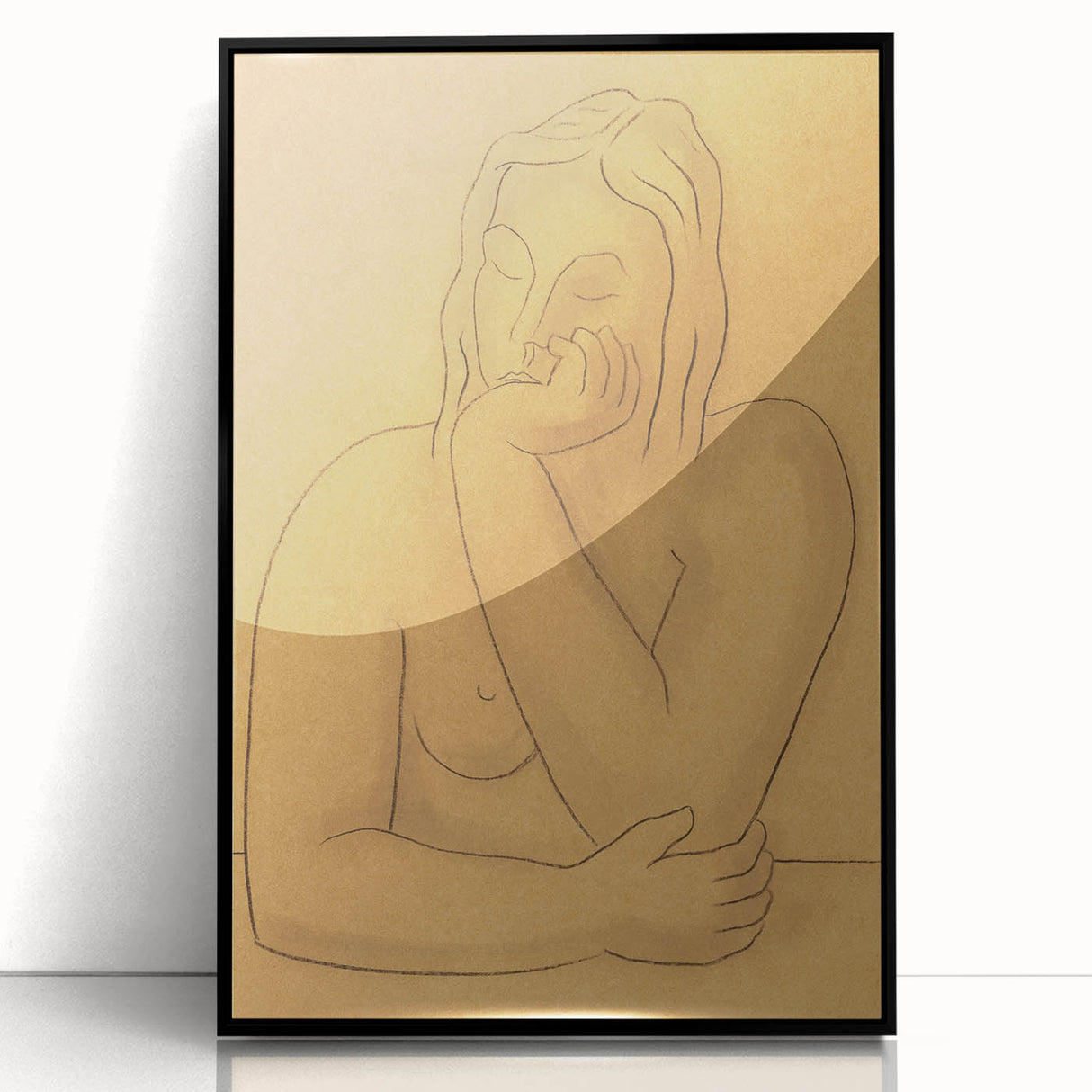 Minimalist Figurative Wall Art - "Seated" by Mikulas Galanda in Warm Tones