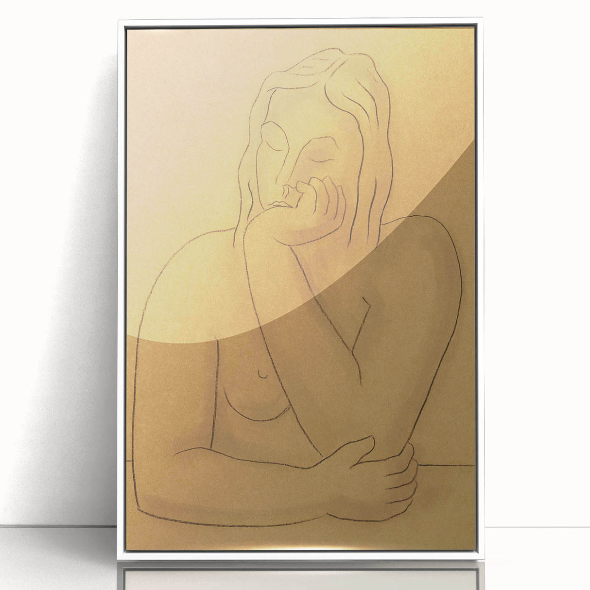 Minimalist Figurative Wall Art - "Seated" by Mikulas Galanda in Warm Tones