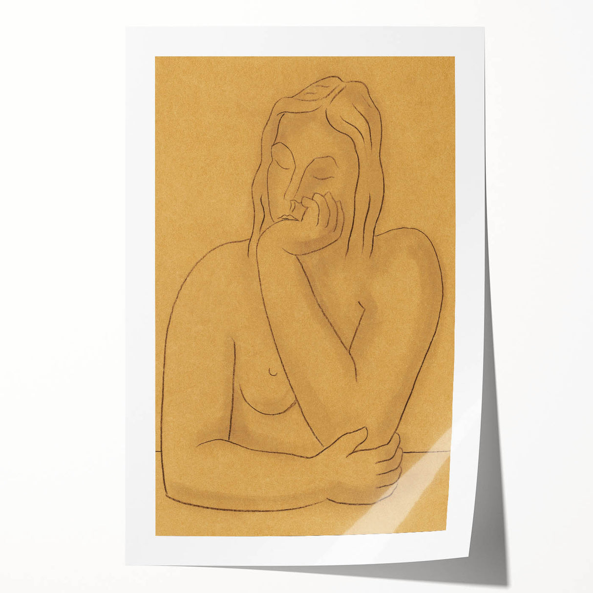 Minimalist Figurative Wall Art - "Seated" by Mikulas Galanda in Warm Tones