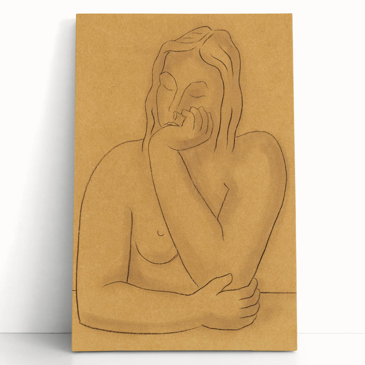 Minimalist Figurative Wall Art - "Seated" by Mikulas Galanda in Warm Tones