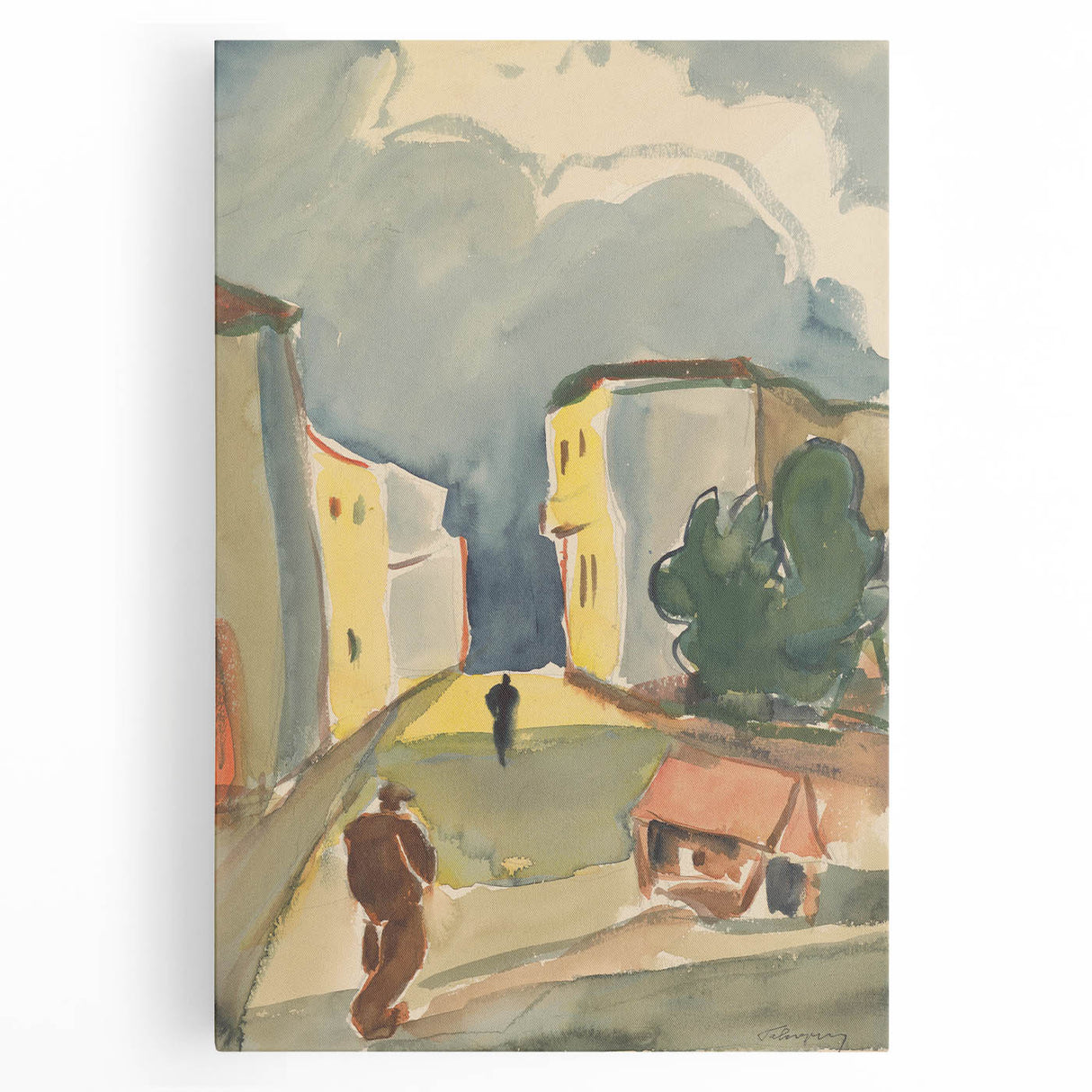 Detailed Art Realism: Abstract Urban Pedestrian Scene Realism Canvas Print
