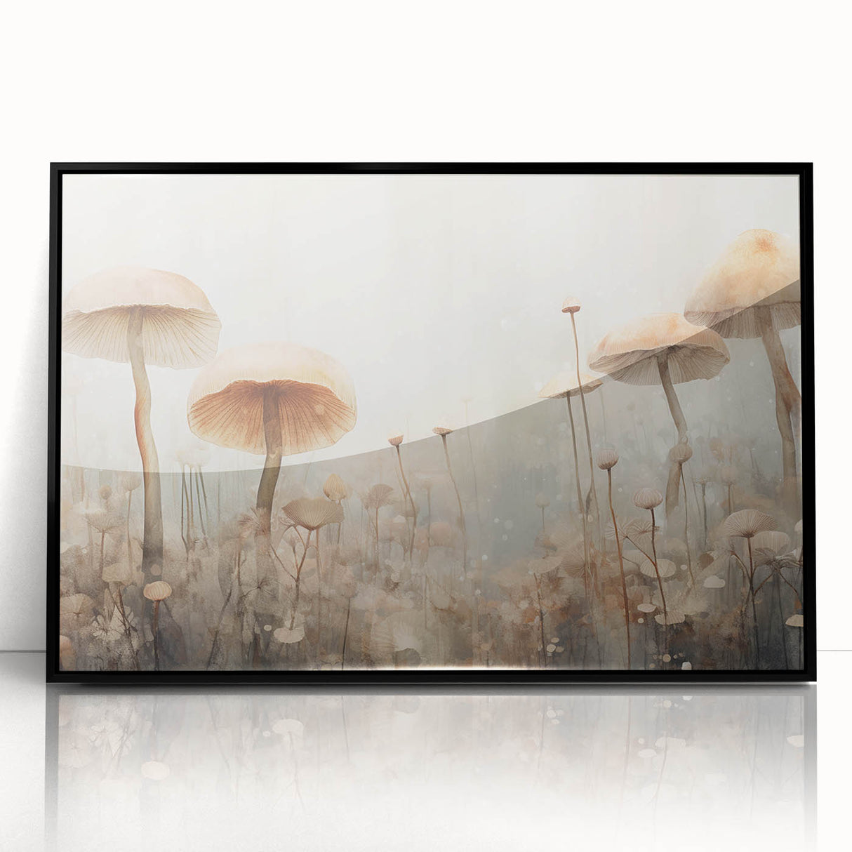 Mushroom Forest Living Room Wall Art - Nature-Inspired Canvas