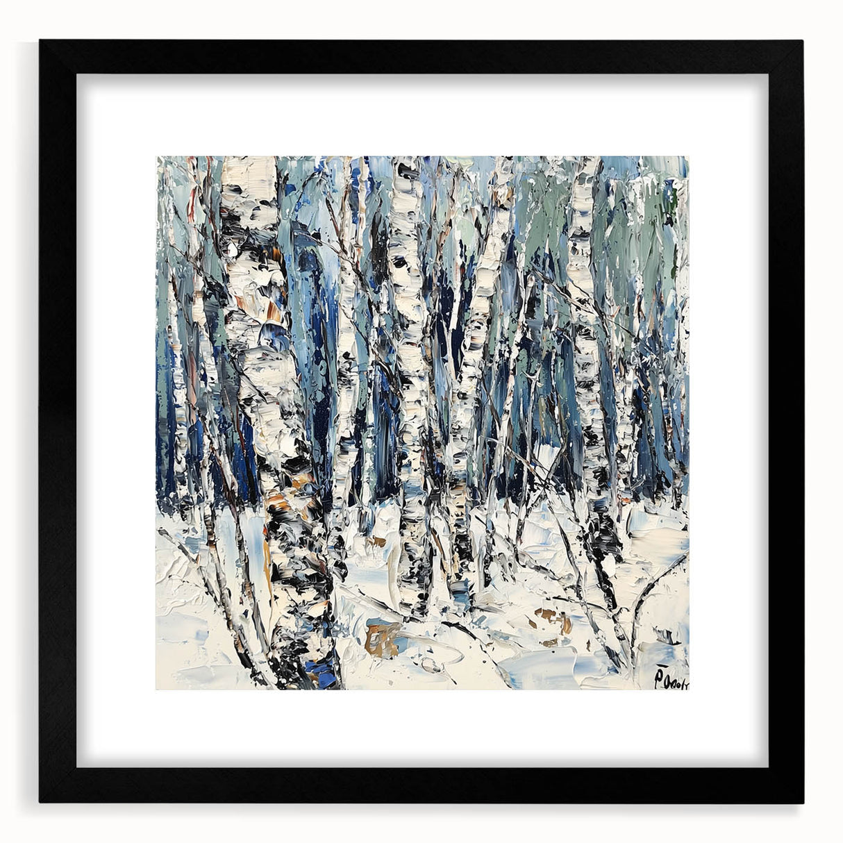 Abstract floral frame design in black with a matte finish, showcasing intricate details and vibrant colors, perfect for modern home decor and wall art displays.