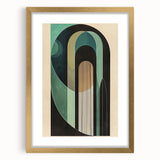 Abstract minimalist wall art featuring a gold-framed design with a mat, showcasing elegant geometric shapes that enhance modern decor aesthetics. Perfect for stylish home or office interiors.