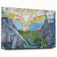 Expressionist Art: Radiant Sunburst with Abstract Mountain Landscape