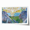 Expressionist Art: Radiant Sunburst with Abstract Mountain Landscape