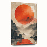Abstract minimalist wall art piece displayed in a side view, showcasing vibrant colors on acrylic glass. The artwork is elegantly pinned, emphasizing its modern design and artistic flair, making it a perfect decor choice for contemporary spaces.