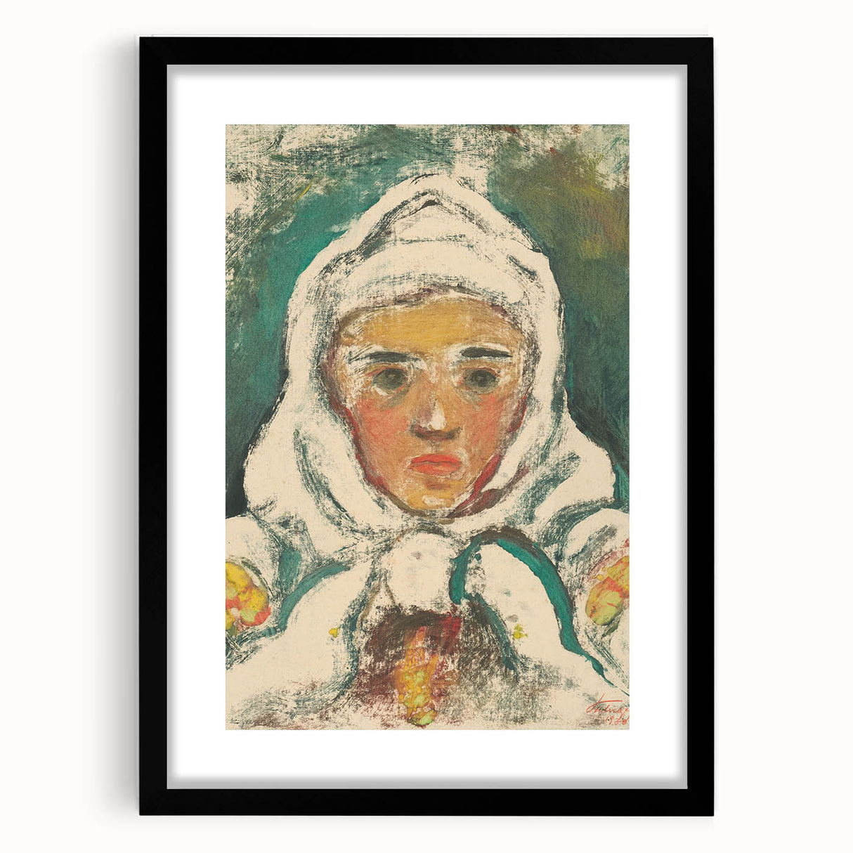 Realism Art Print: Expressive Villager Portrait Realism Canvas Wall Art