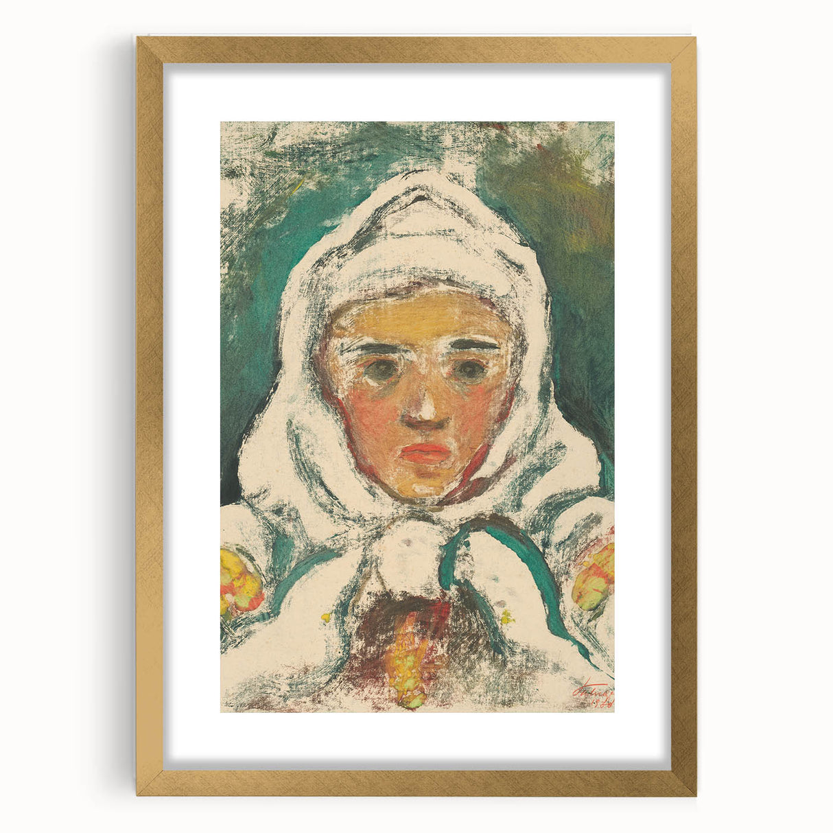 Realism Art Print: Expressive Villager Portrait Realism Canvas Wall Art