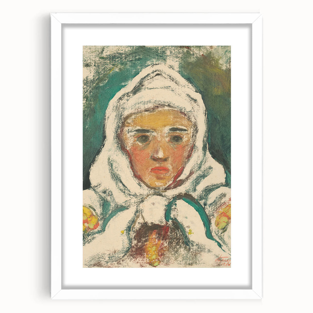 Realism Art Print: Expressive Villager Portrait Realism Canvas Wall Art
