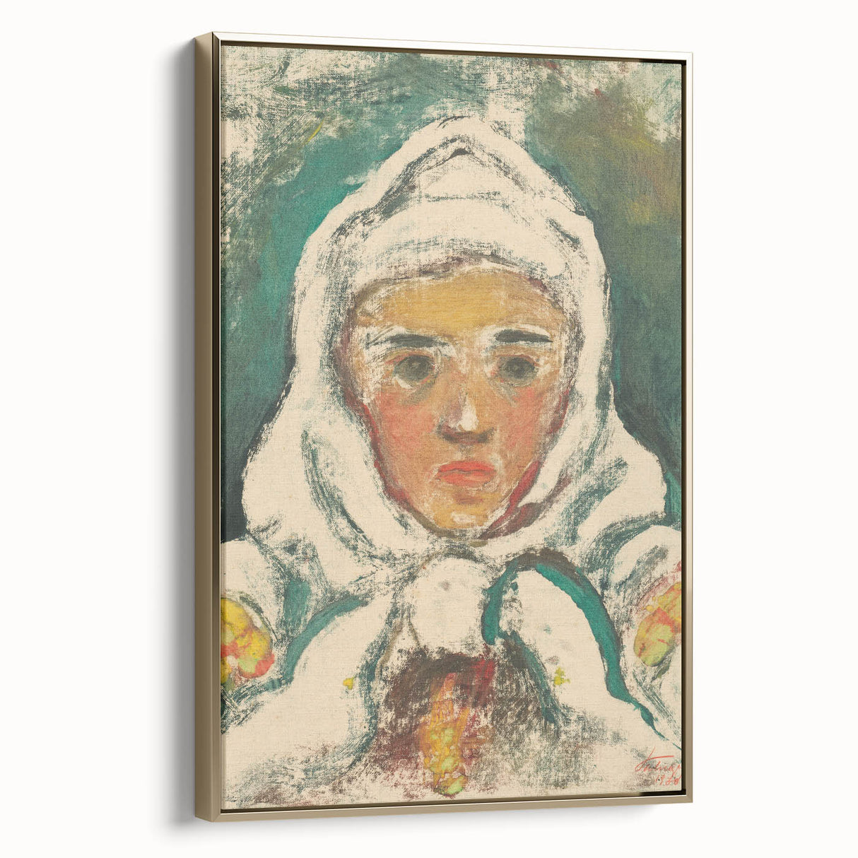 Realism Art Print: Expressive Villager Portrait Realism Canvas Wall Art