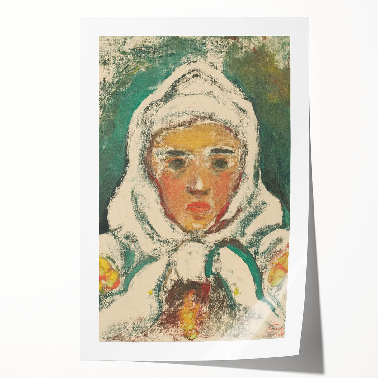 Realism Art Print: Expressive Villager Portrait Realism Canvas Wall Art