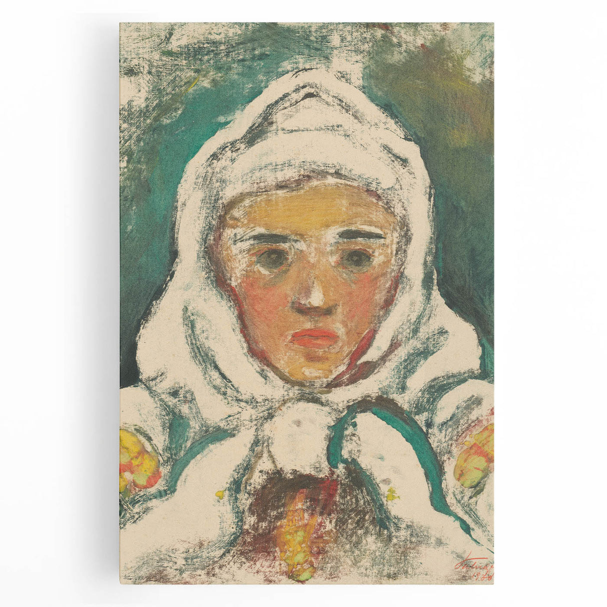 Realism Art Print: Expressive Villager Portrait Realism Canvas Wall Art
