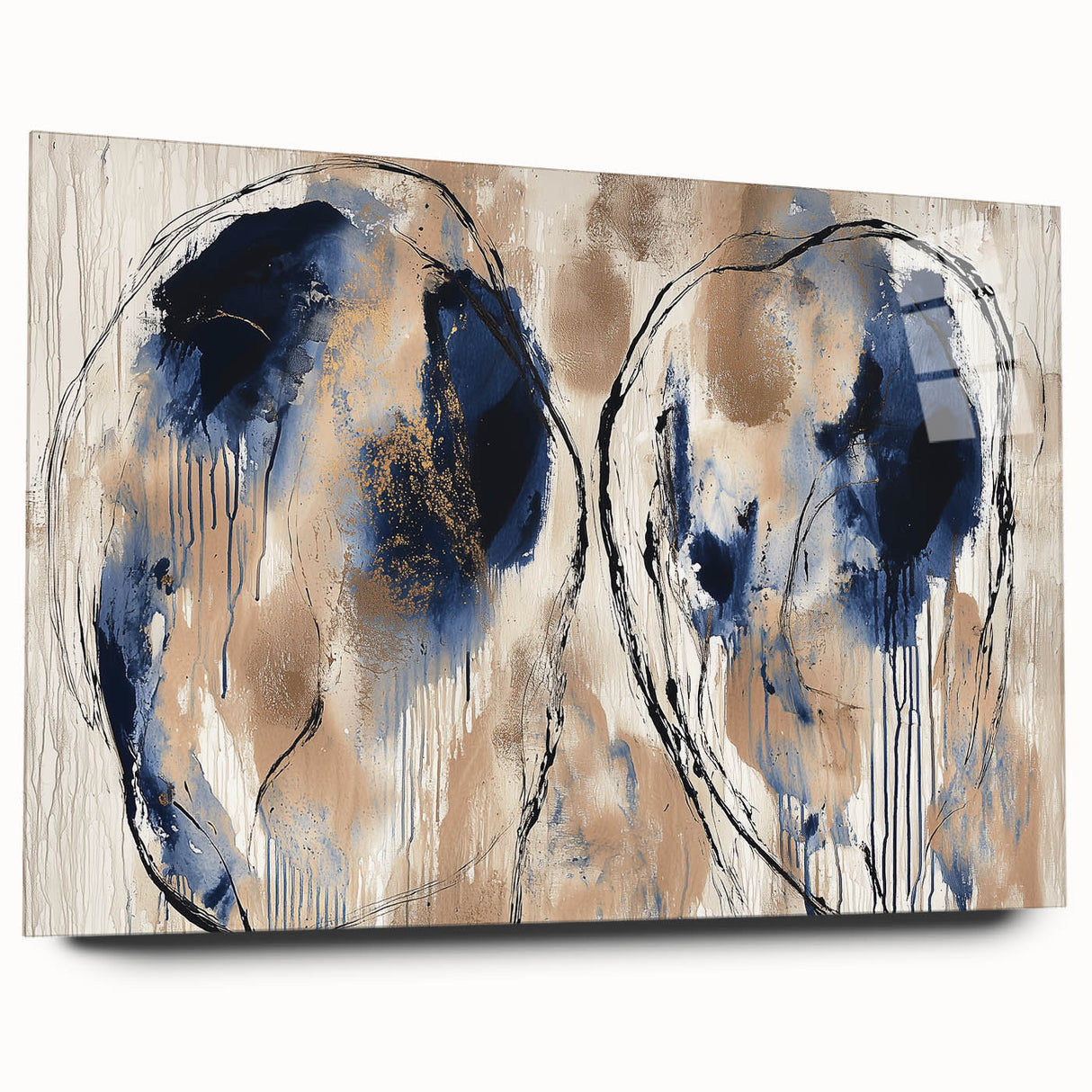 Elegant Office Wall Art - Navy Blue & Gold Corporate Decor
