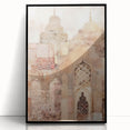 Framed abstract architecture wall art featuring a sleek black acrylic finish, showcasing geometric shapes and modern design elements for contemporary decor.